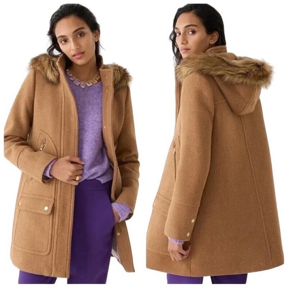 J.CREW Original Style Chateau Parka Stadium Cloth Wool Heather Acorn Size 4 - Picture 3 of 7